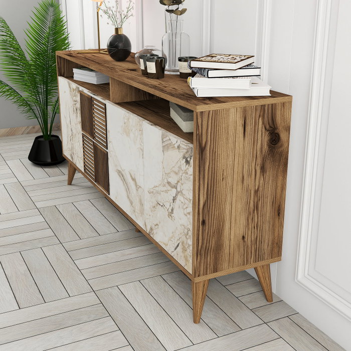 Hanah Home Milan 160 - Nogal y mármol blanco